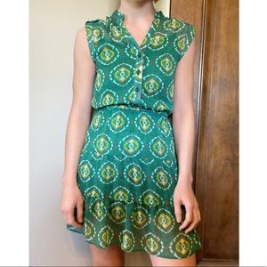 GAP Printed Green Button-Down Dress